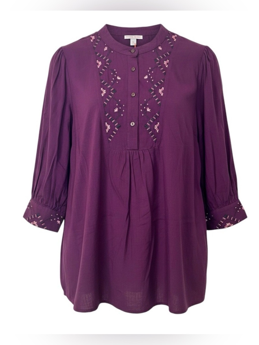 EUC- RETIRED BRAND Knox Rose Split Neck Embroidered Yoke Boho Top